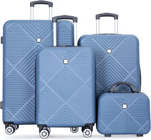 Travelhouse 4 Piece Luggage Sets Travel Suitcase, Large Capacity Lightweight Luggage Sets with TSA Lock & Spinner Wheels, Clearance Carry On Luggage Suitcase Set (BLUE, 4 piece(14" 20'24"28"))