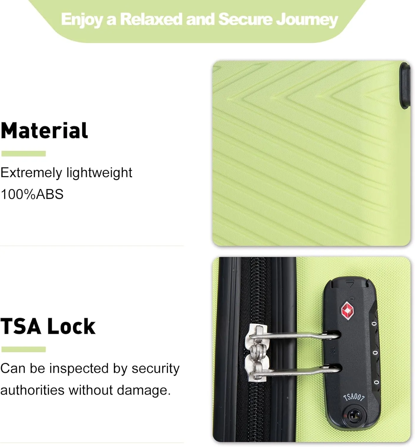 Travelhouse 4 Piece Luggage Sets Travel Suitcase, Large Capacity Lightweight Luggage Sets with TSA Lock & Spinner Wheels, Clearance Carry On Luggage Suitcase Set (GREEN, 4 piece luggage set)
