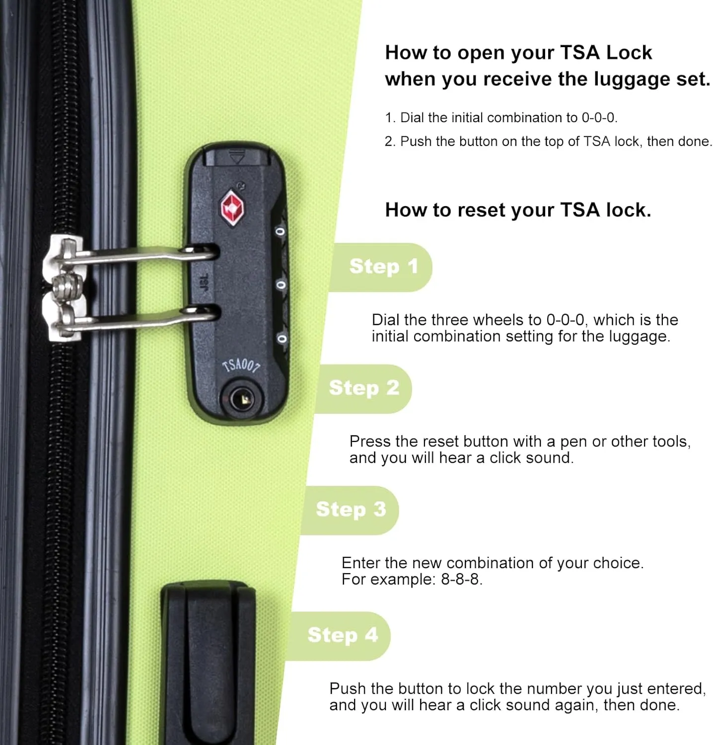 Travelhouse 4 Piece Luggage Sets Travel Suitcase, Large Capacity Lightweight Luggage Sets with TSA Lock & Spinner Wheels, Clearance Carry On Luggage Suitcase Set (GREEN, 4 piece luggage set)
