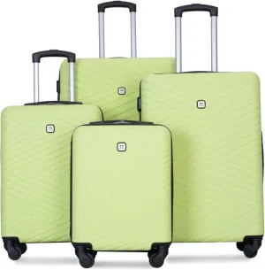 Travelhouse 4 Piece Luggage Sets Travel Suitcase, Large Capacity Lightweight Luggage Sets with TSA Lock & Spinner Wheels, Clearance Carry On Luggage Suitcase Set (GREEN, 4 piece luggage set)