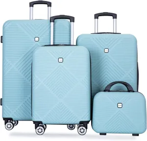 Travelhouse 4 Piece Luggage Sets Travel Suitcase, Large Capacity Lightweight Luggage Sets with TSA Lock & Spinner Wheels, Clearance Carry On Luggage Suitcase Set (LIGHT BLUE, 4 piece(14" 20'24"28"))