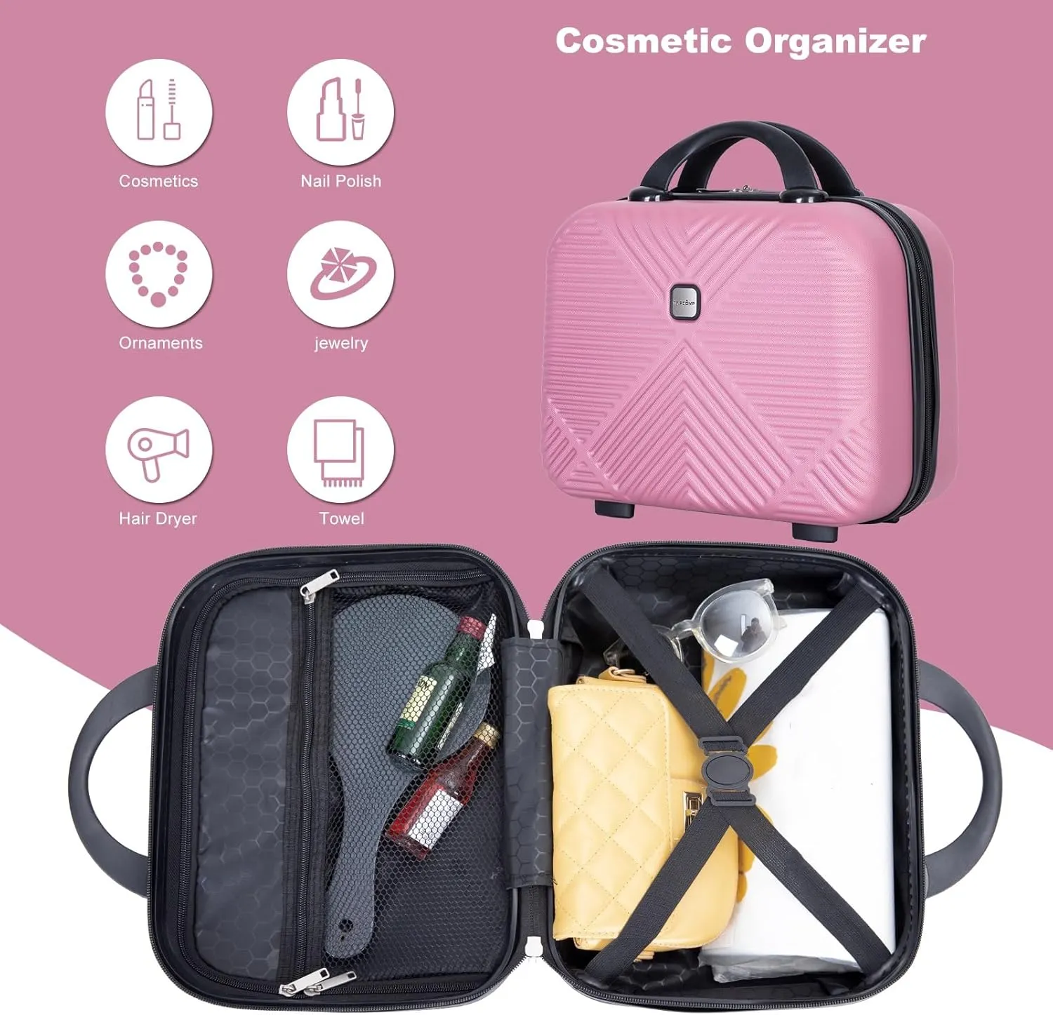 Travelhouse 4 Piece Luggage Sets Travel Suitcase, Large Capacity Lightweight Luggage Sets with TSA Lock & Spinner Wheels, Clearance Carry On Luggage Suitcase Set (PINK, 4 piece(14" 20'24"28"))