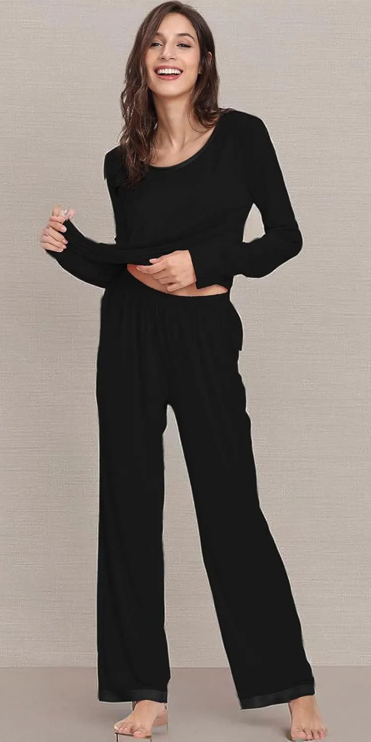 Viscose from Bamboo Women's Pajama Sets Super Soft Long Sleeve Sleepwear Comfy Winter Pjs Sets S-4X