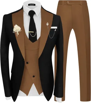 Wangyue 3 Piece Mens Tuxedo Suit Slim Fit Tuxedo for Men Double Breasted Wedding Prom Suits Blazer Vest Pants Sets 2025