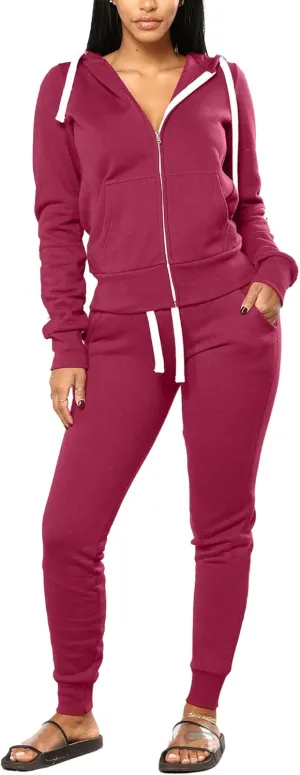 Women 2 Piece Sweatsuit Fall Outfits jogger Tracksuit Sweatpants Sets Casual Long Sleeve Zip Up Hoodie