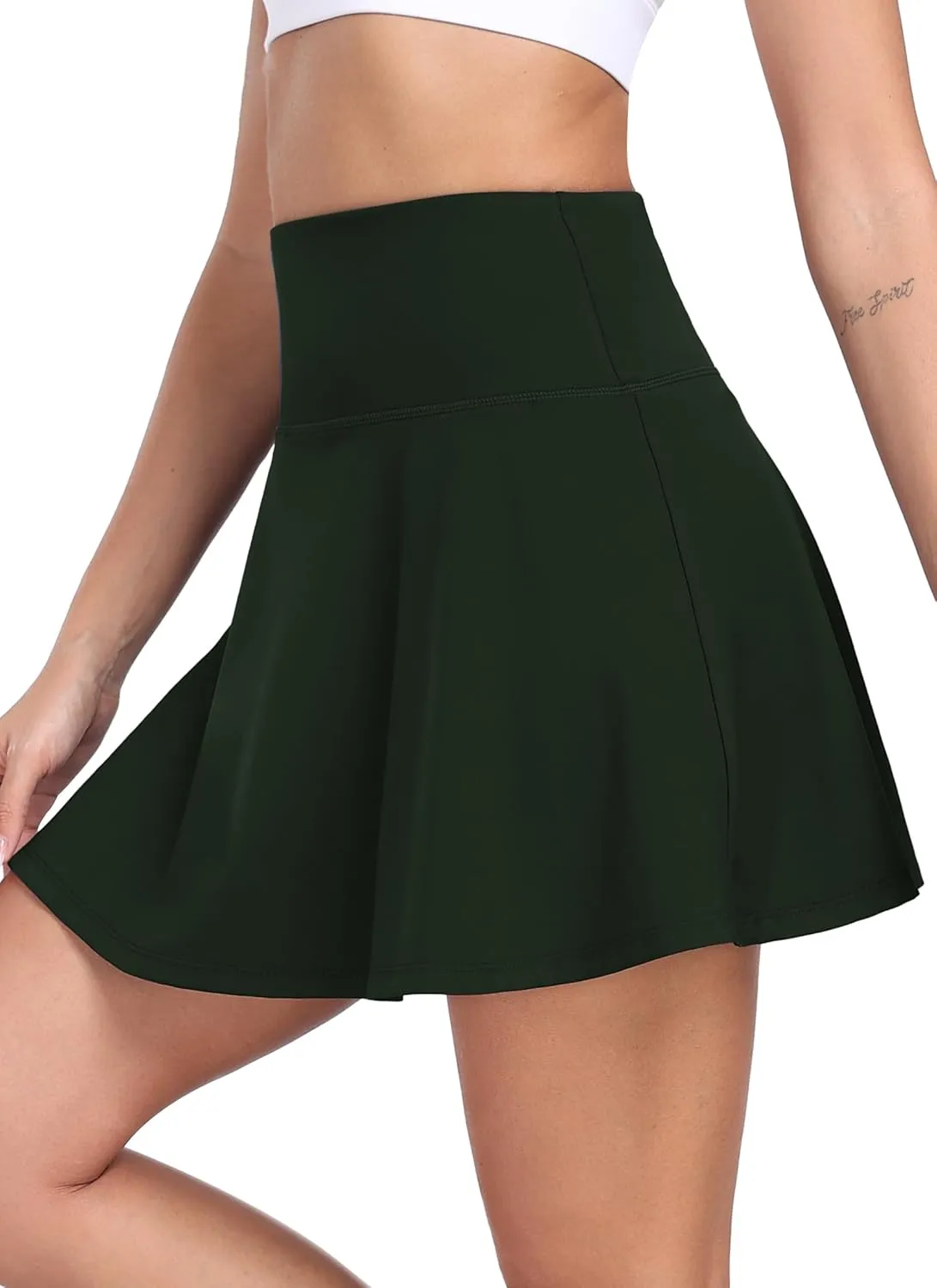 Womens Pleated Tennis Skirt with Shorts Underneath High Waisted Ruffle Athletic Golf Skorts for Running Workout QYY24027