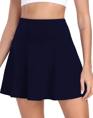 Womens Pleated Tennis Skirt with Shorts Underneath High Waisted Ruffle Athletic Golf Skorts for Running Workout QYY24027
