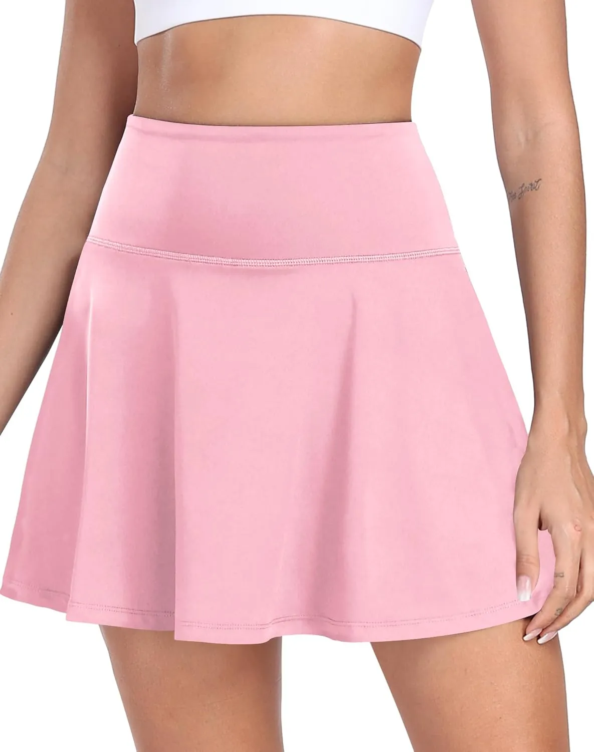 Womens Pleated Tennis Skirt with Shorts Underneath High Waisted Ruffle Athletic Golf Skorts for Running Workout QYY24027