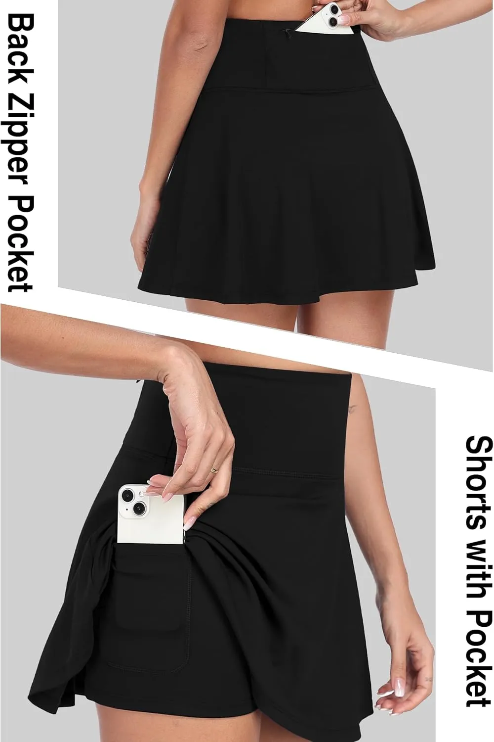 Womens Pleated Tennis Skirt with Shorts Underneath High Waisted Ruffle Athletic Golf Skorts for Running Workout QYY24027