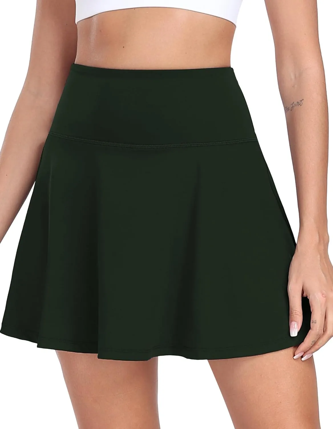 Womens Pleated Tennis Skirt with Shorts Underneath High Waisted Ruffle Athletic Golf Skorts for Running Workout QYY24027