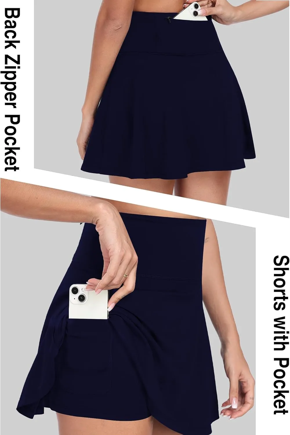 Womens Pleated Tennis Skirt with Shorts Underneath High Waisted Ruffle Athletic Golf Skorts for Running Workout QYY24027