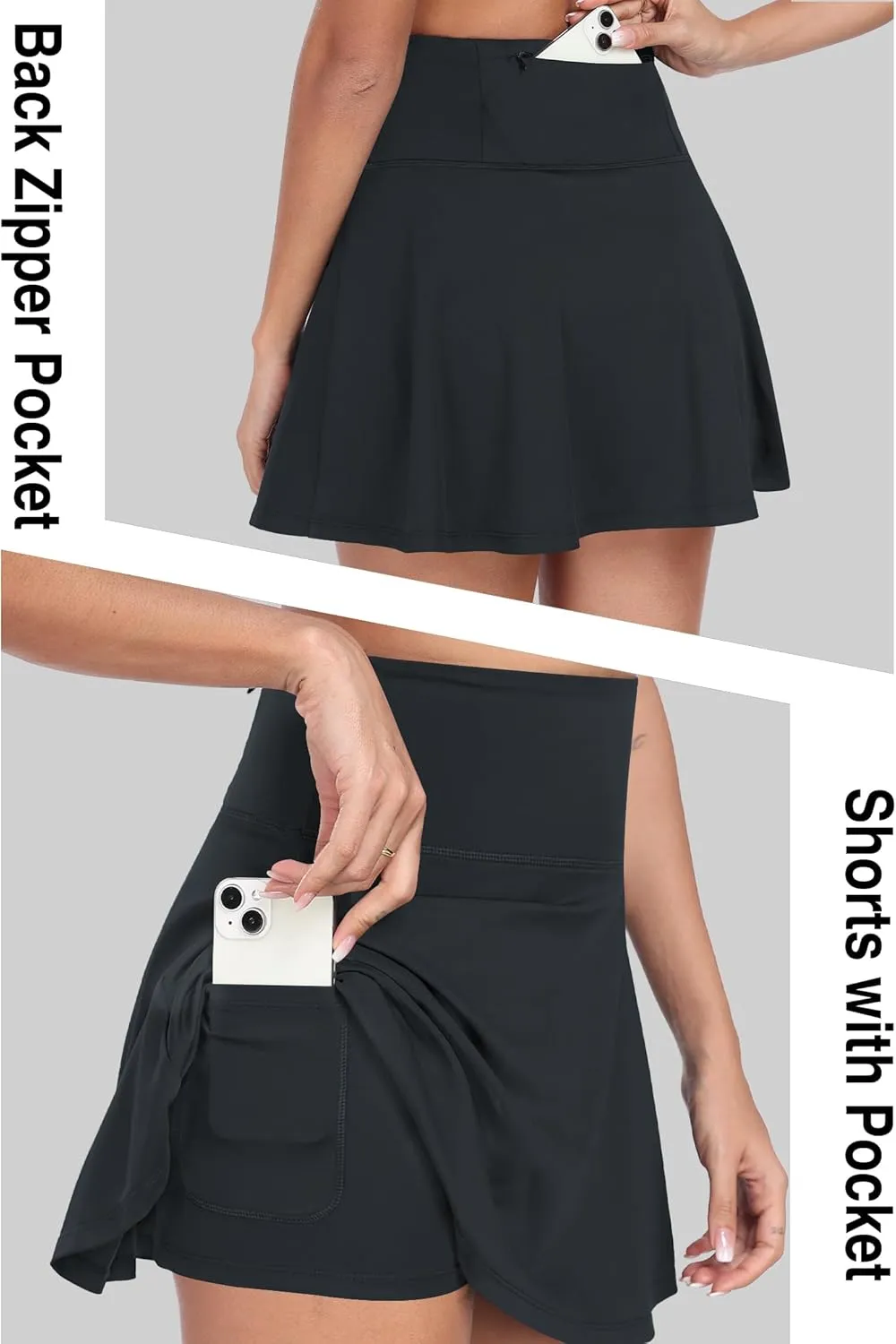 Womens Pleated Tennis Skirt with Shorts Underneath High Waisted Ruffle Athletic Golf Skorts for Running Workout QYY24027
