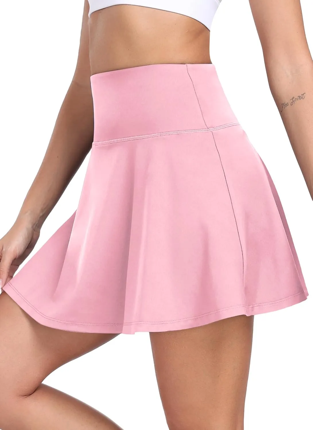 Womens Pleated Tennis Skirt with Shorts Underneath High Waisted Ruffle Athletic Golf Skorts for Running Workout QYY24027