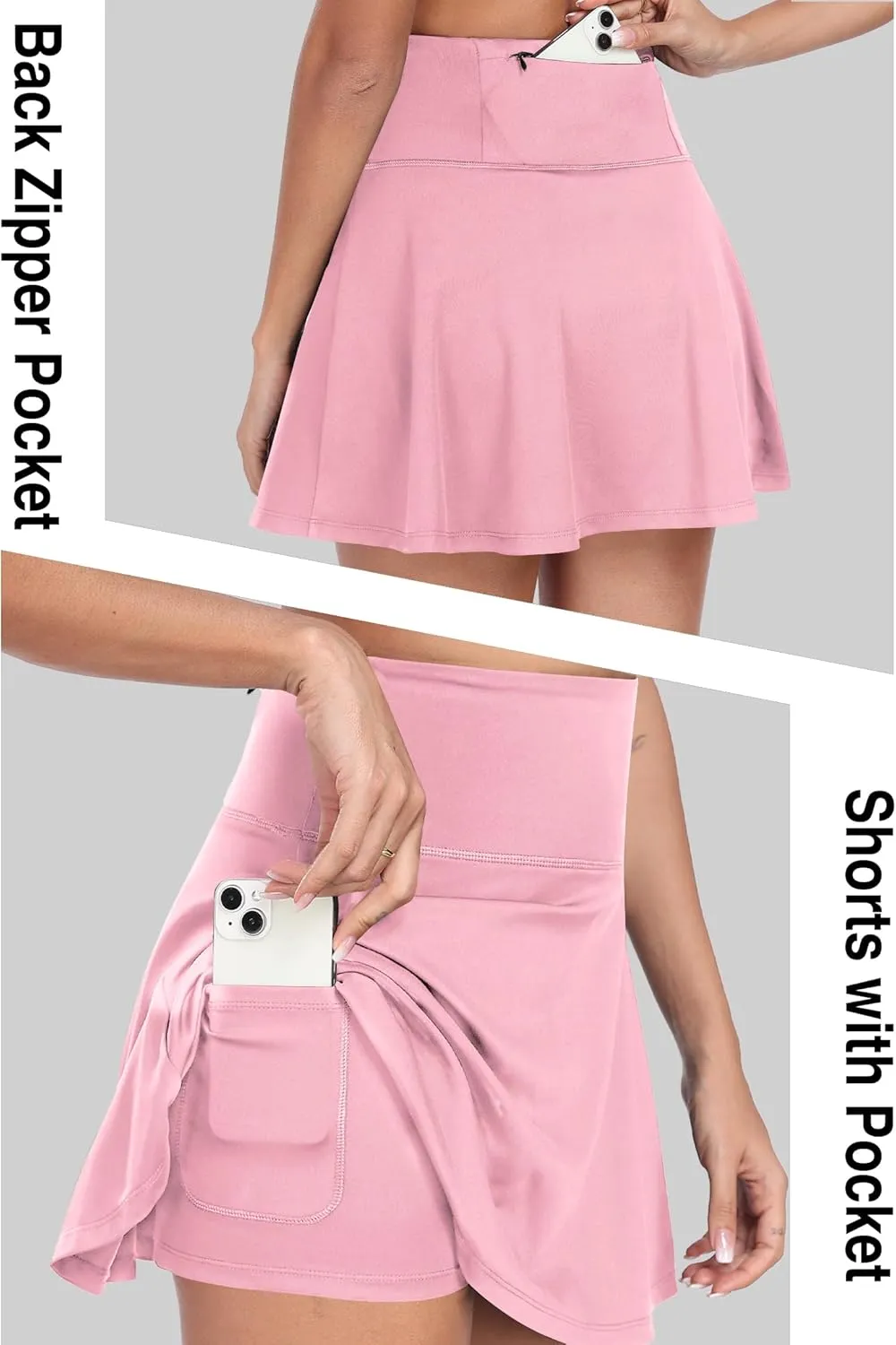 Womens Pleated Tennis Skirt with Shorts Underneath High Waisted Ruffle Athletic Golf Skorts for Running Workout QYY24027