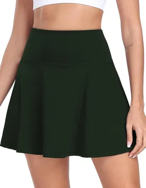 Womens Pleated Tennis Skirt with Shorts Underneath High Waisted Ruffle Athletic Golf Skorts for Running Workout QYY24027