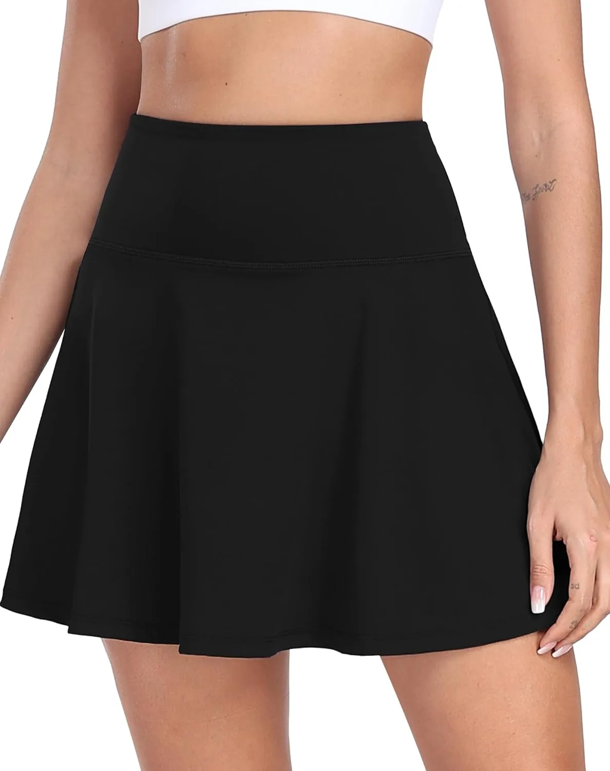 Womens Pleated Tennis Skirt with Shorts Underneath High Waisted Ruffle Athletic Golf Skorts for Running Workout QYY24027