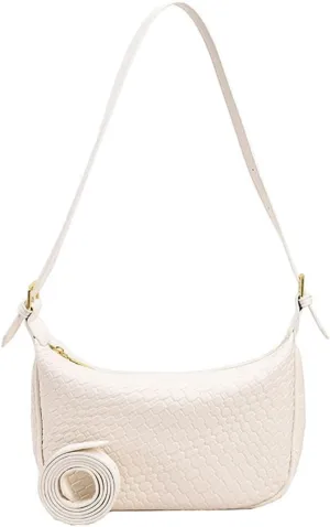 Woven Crossdbody Bag Vegan Leather Bag For Women Crescent Shoulder Hobo Handbag with 2 Adjustable Strap