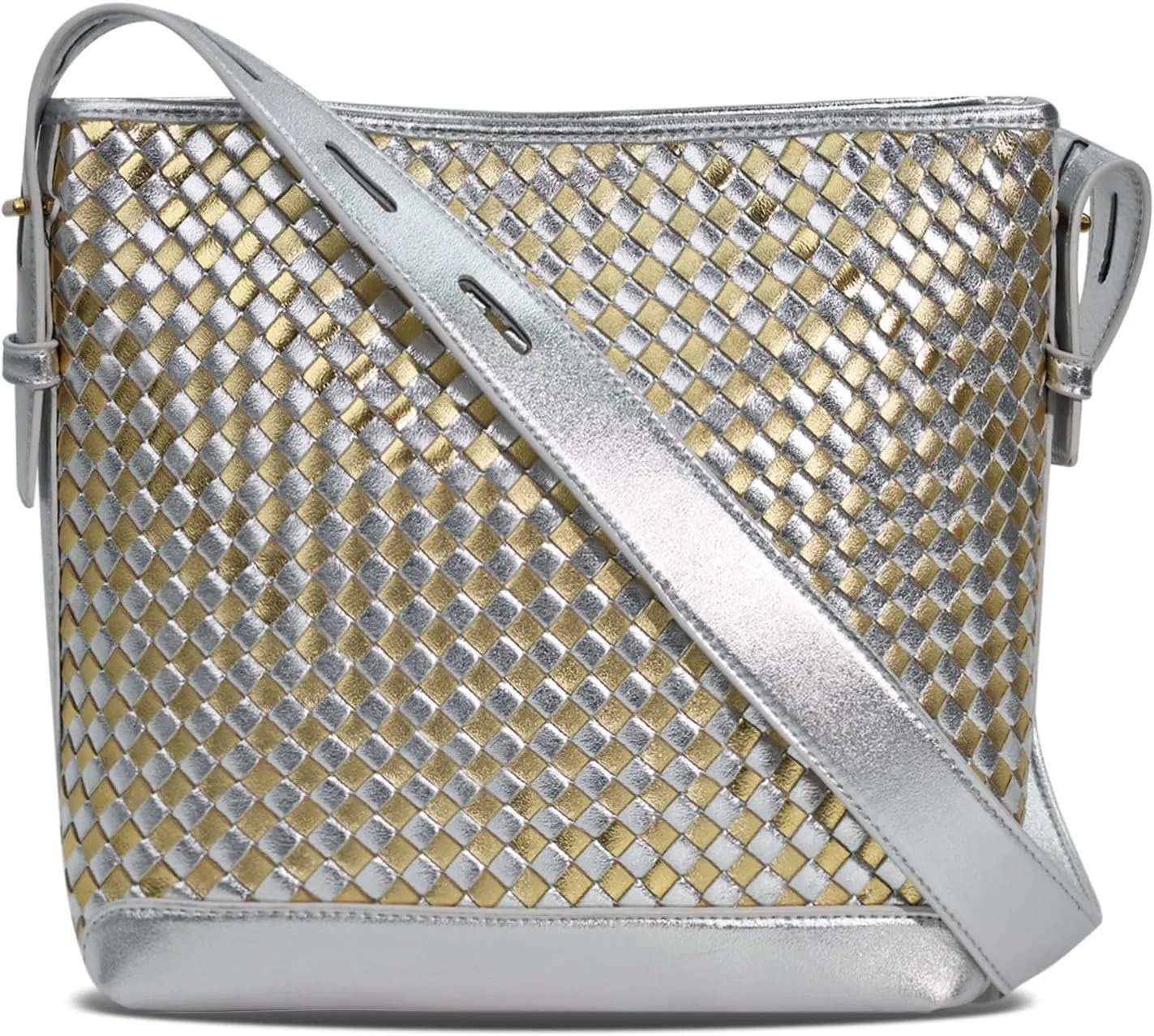 Woven Shoulder Bag For Women Vegan Leather Bucket Bag Large Capacity Tote Bag Trendy Hobo Handbag Purse