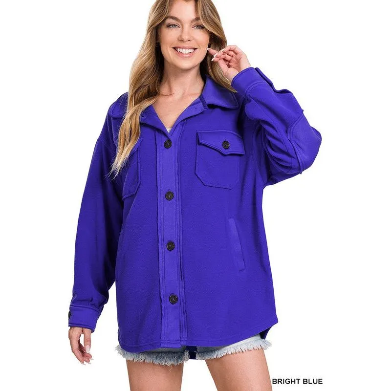 ZENANA Oversized Basic Fleece Shacket